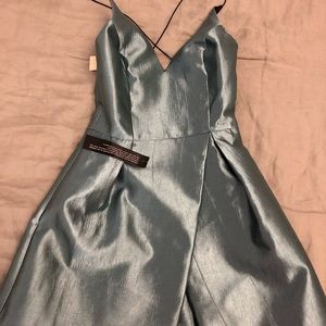 Topshop Shiny Metallic Blue Formal Dress